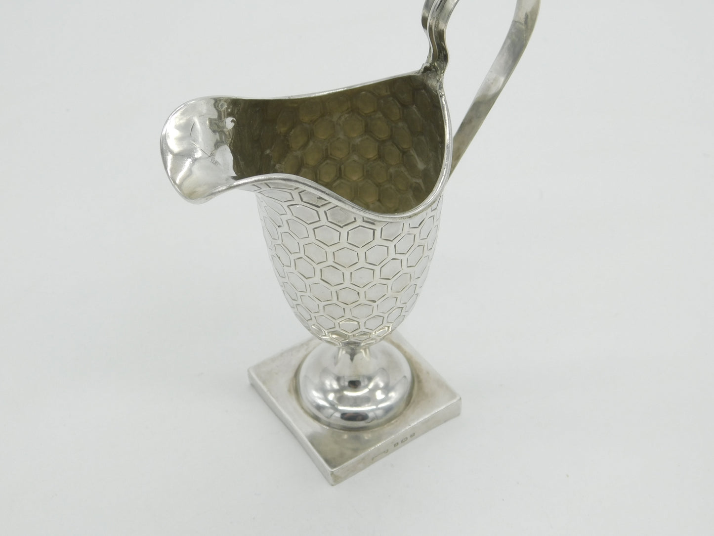 Edwardian Sterling Silver Honeycomb Pattern Cream Jug 1902 Antique Birmingham