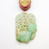 Large Victorian 9ct Gold & Carved Apple-Green Jade Naturalistic Pendant c1850