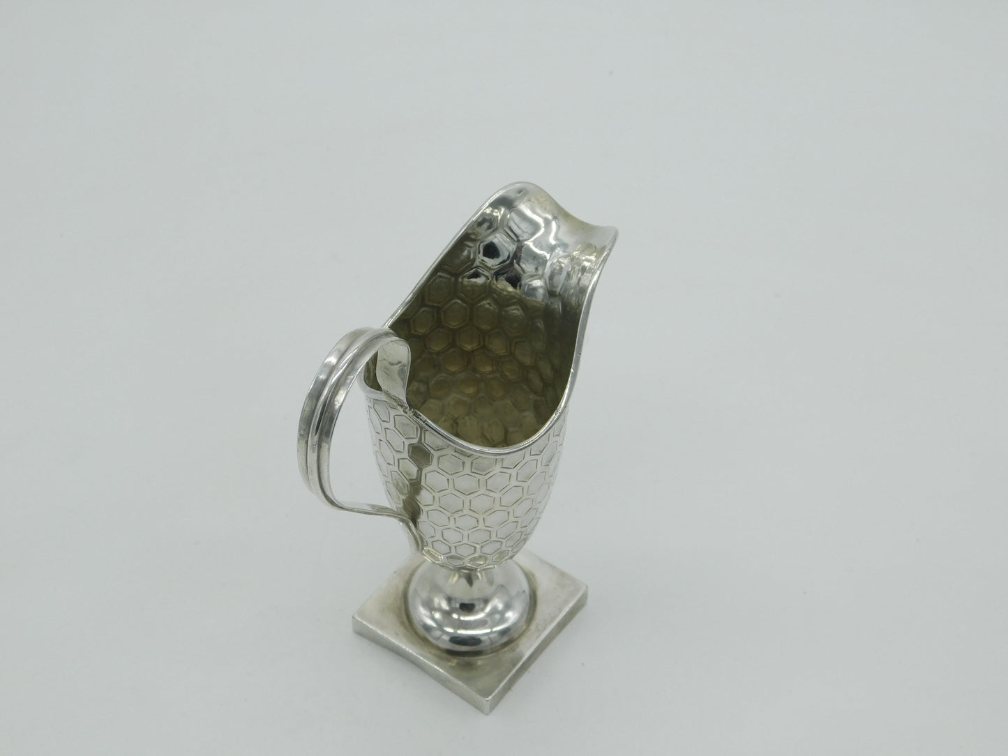 Edwardian Sterling Silver Honeycomb Pattern Cream Jug 1902 Antique Birmingham