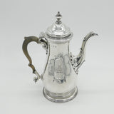 Georgian Sterling Silver Baluster Coffee Pot 1761 London Coventry Crest Antique