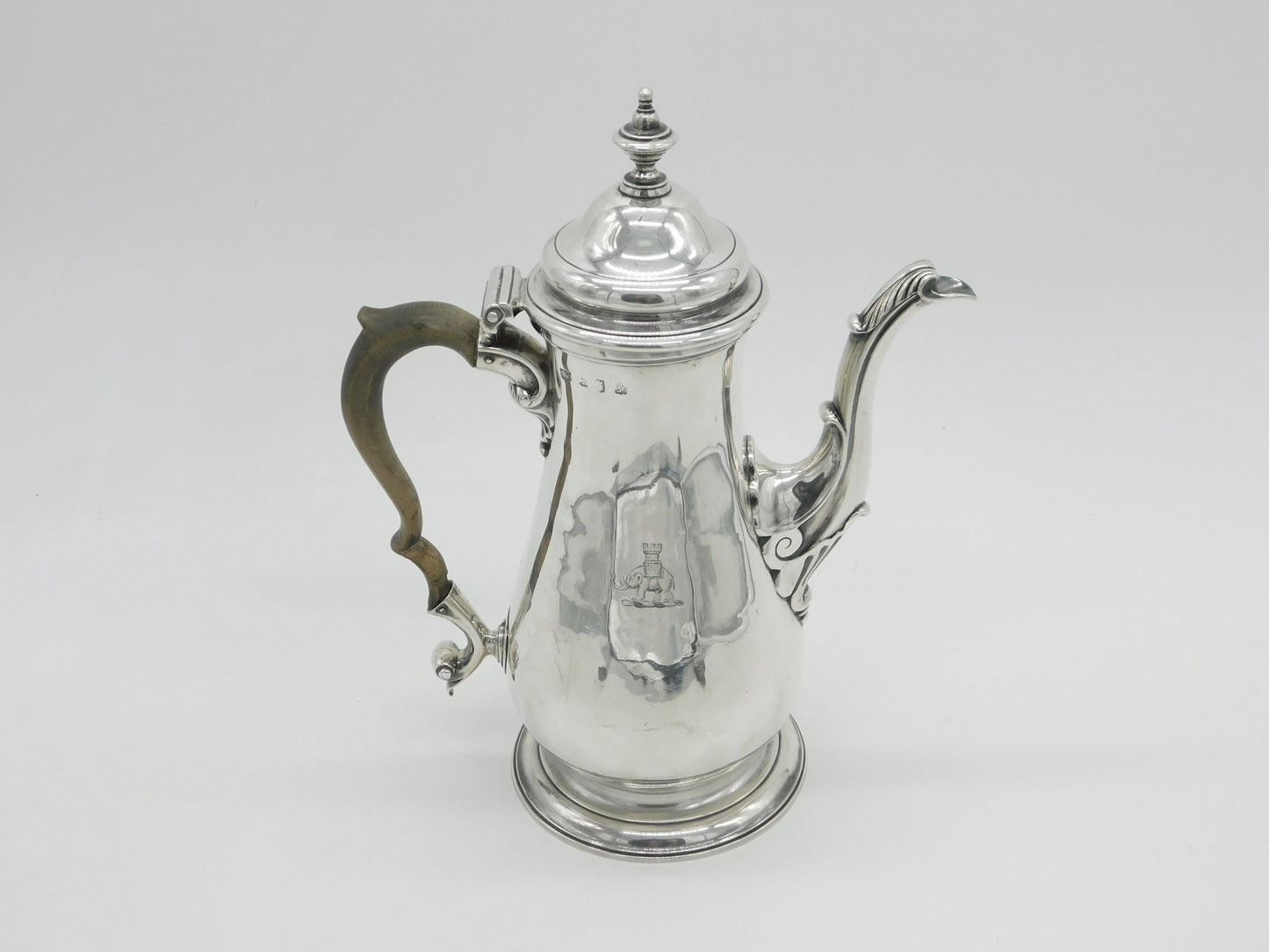 Georgian Sterling Silver Baluster Coffee Pot 1761 London Coventry Crest Antique