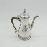 Georgian Sterling Silver Baluster Coffee Pot 1761 London Coventry Crest Antique