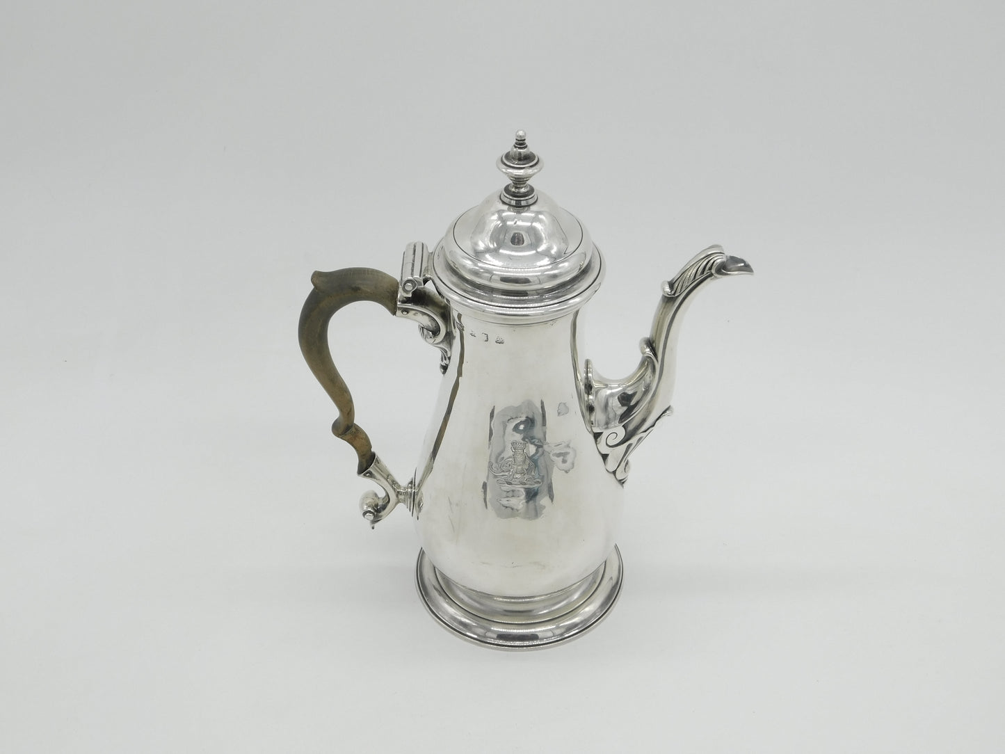 Georgian Sterling Silver Baluster Coffee Pot 1761 London Coventry Crest Antique