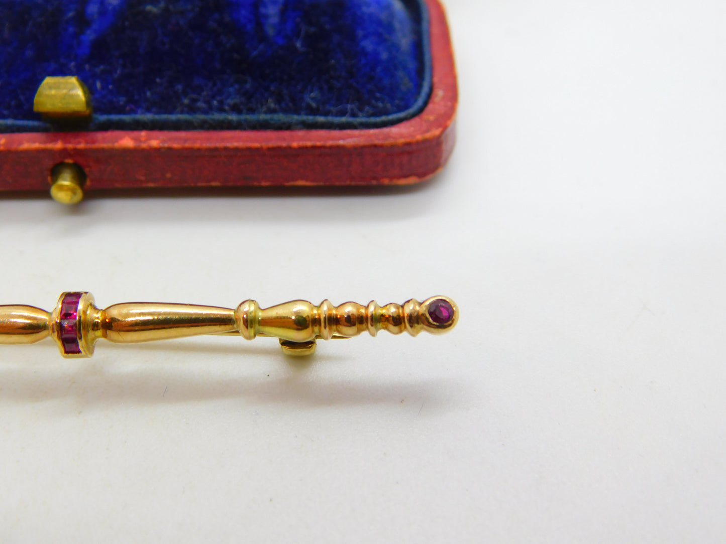 Victorian 18ct Gold, Natural Ruby & Diamond Royal Sceptre Brooch c1900 Antique