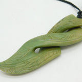 New Zealand Nephrite Jade 'Pikorua' Maori Pendant Necklace Vintage c1960