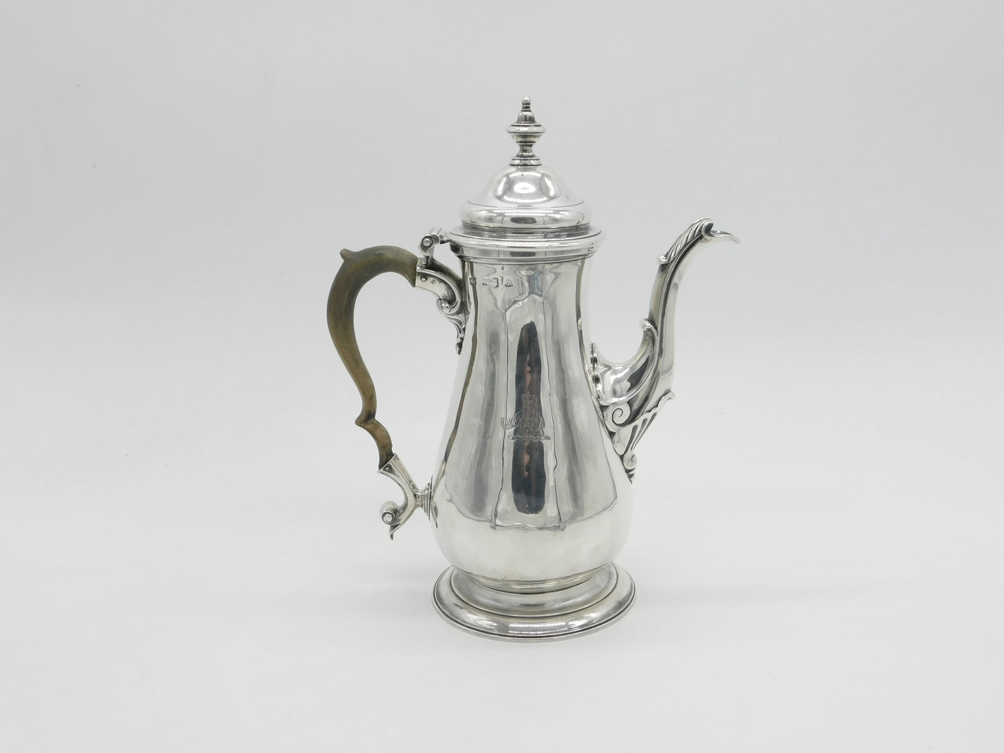 Georgian Sterling Silver Baluster Coffee Pot 1761 London Coventry Crest Antique