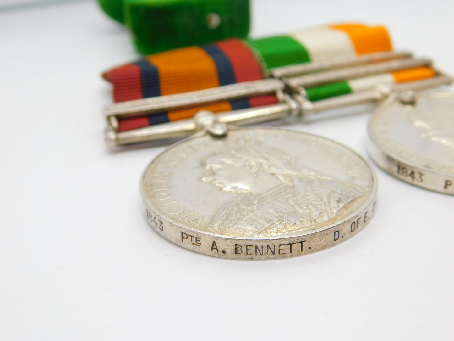 Silver Queens & Kings South Africa Boer War Medal Group Pte A Bennett Antique