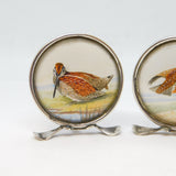 Edwardian Pair of Sterling Silver Grouse & Snipe Watercolour Place Settings Antique 1909 Chester