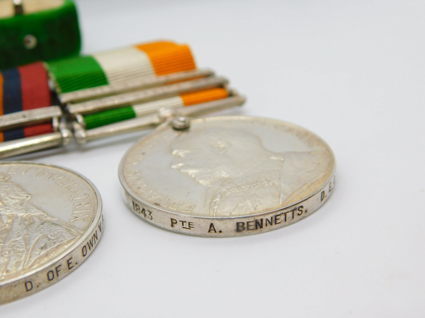 Silver Queens & Kings South Africa Boer War Medal Group Pte A Bennett Antique