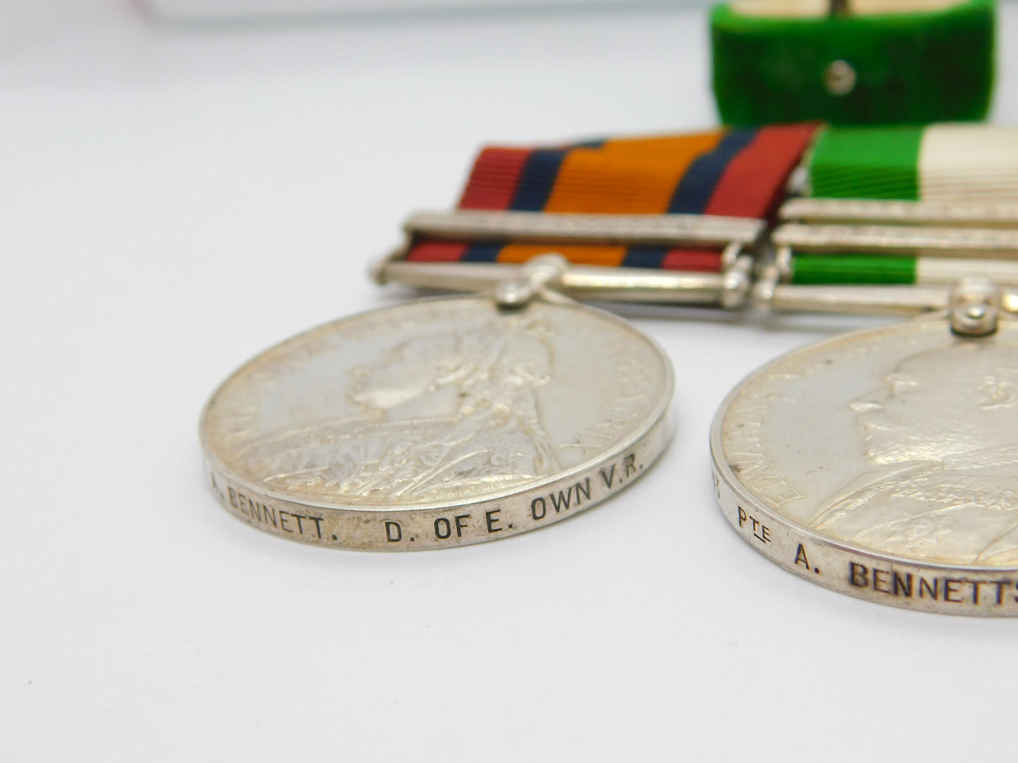 Silver Queens & Kings South Africa Boer War Medal Group Pte A Bennett Antique