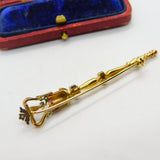 Victorian 18ct Gold, Natural Ruby & Diamond Royal Sceptre Brooch c1900 Antique