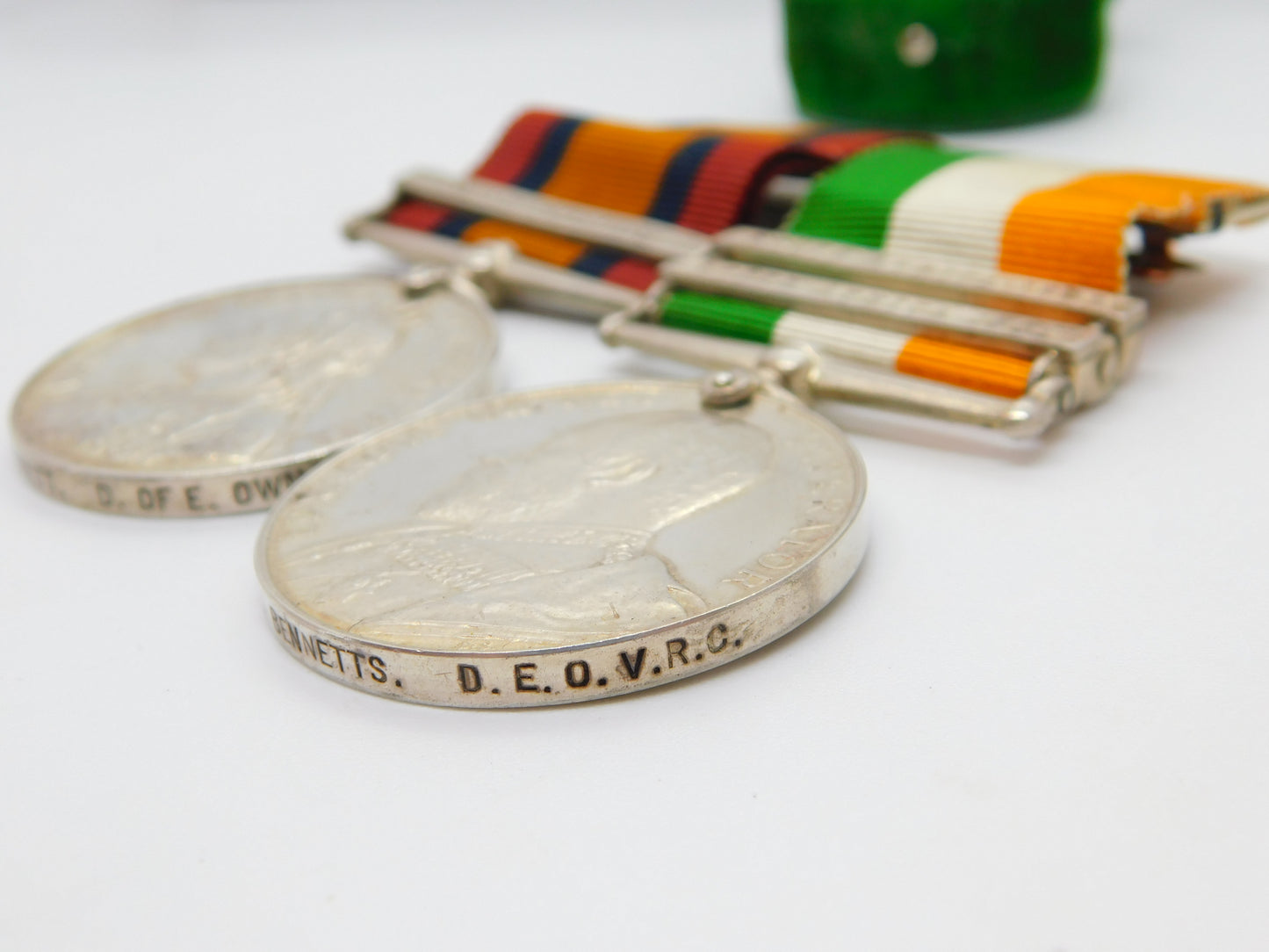 Silver Queens & Kings South Africa Boer War Medal Group Pte A Bennett Antique