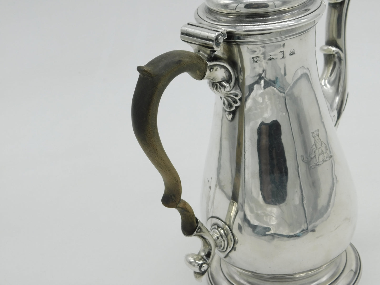 Georgian Sterling Silver Baluster Coffee Pot 1761 London Coventry Crest Antique