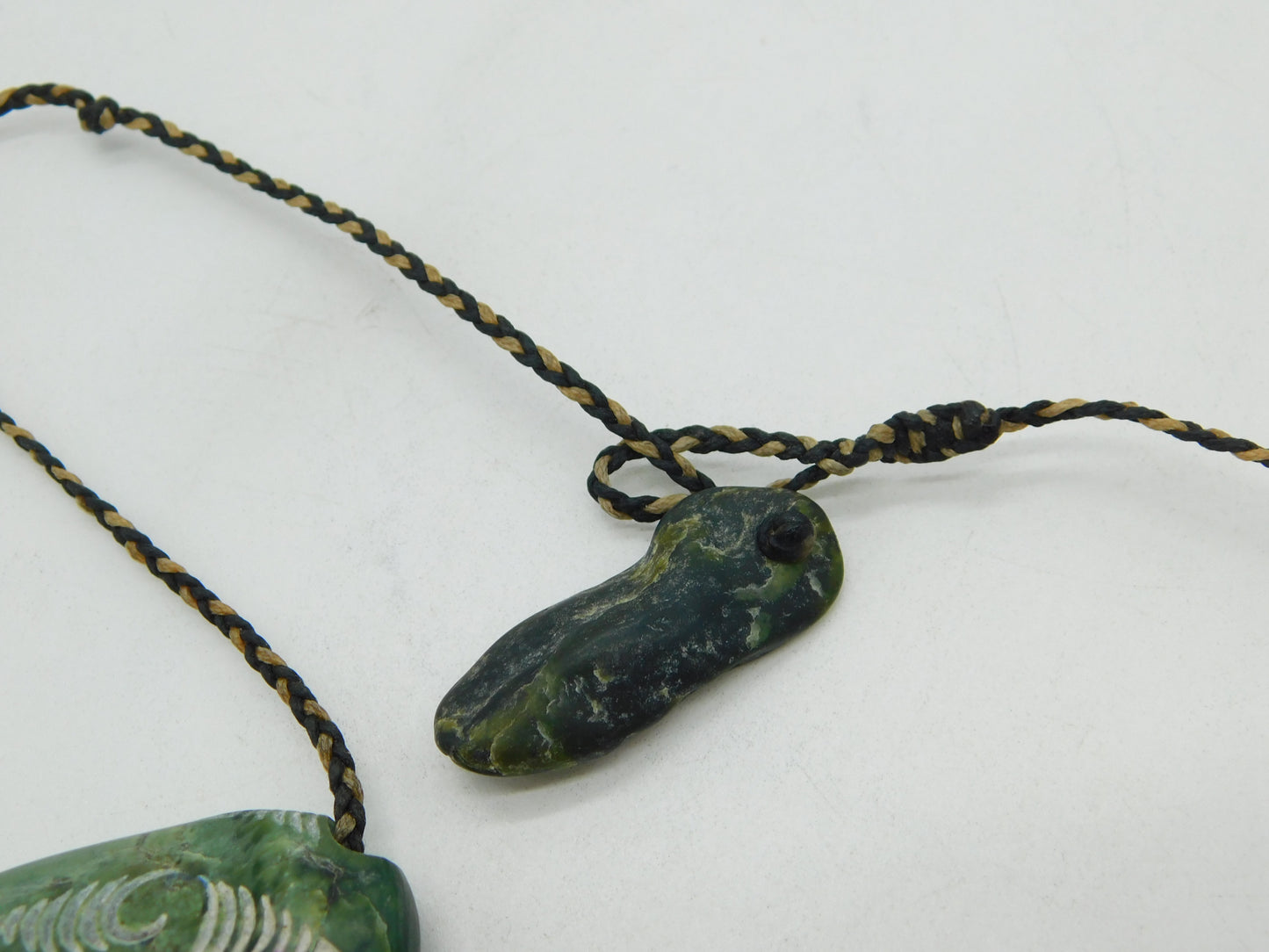 Large Carved New Zealand Nephrite Jade Maori Pendant Necklace Vintage c1970