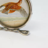 Edwardian Pair of Sterling Silver Grouse & Snipe Watercolour Place Settings Antique 1909 Chester