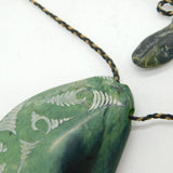 Large Carved New Zealand Nephrite Jade Maori Pendant Necklace Vintage c1970
