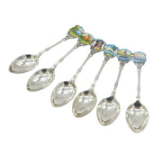 Edwardian Set of Sterling Silver Enamel Suva, Fiji Souvenir Spoons 1906 Antique Birmingham