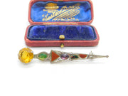 Scottish Sterling Silver Agate, Bloodstone etc Dirk Sword Brooch 1966 Edinburgh