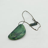 Large Carved New Zealand Nephrite Jade Maori Pendant Necklace Vintage c1970
