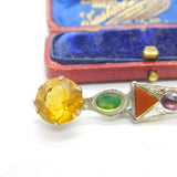 Scottish Sterling Silver Agate, Bloodstone etc Dirk Sword Brooch 1966 Edinburgh