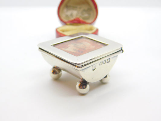 Sterling Silver Stamp Box Penny Red Stamp To Lid Antique Victorian 1899