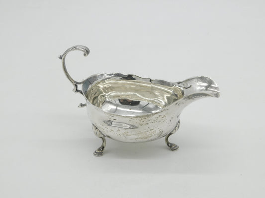 Georgian Sterling Silver Scroll Handle Gravy or Sauce Boat 1767 London Antique