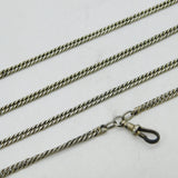 Victorian Sterling Silver Cable Link Long Guard Muff Chain Antique c1860