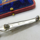 Scottish Sterling Silver Agate, Bloodstone etc Dirk Sword Brooch 1966 Edinburgh