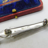 Scottish Sterling Silver Agate, Bloodstone etc Dirk Sword Brooch 1966 Edinburgh