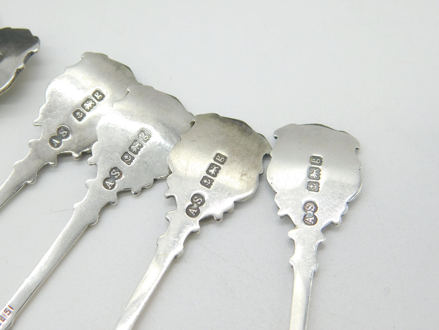 Edwardian Set of Sterling Silver Enamel Suva, Fiji Souvenir Spoons 1906 Antique Birmingham