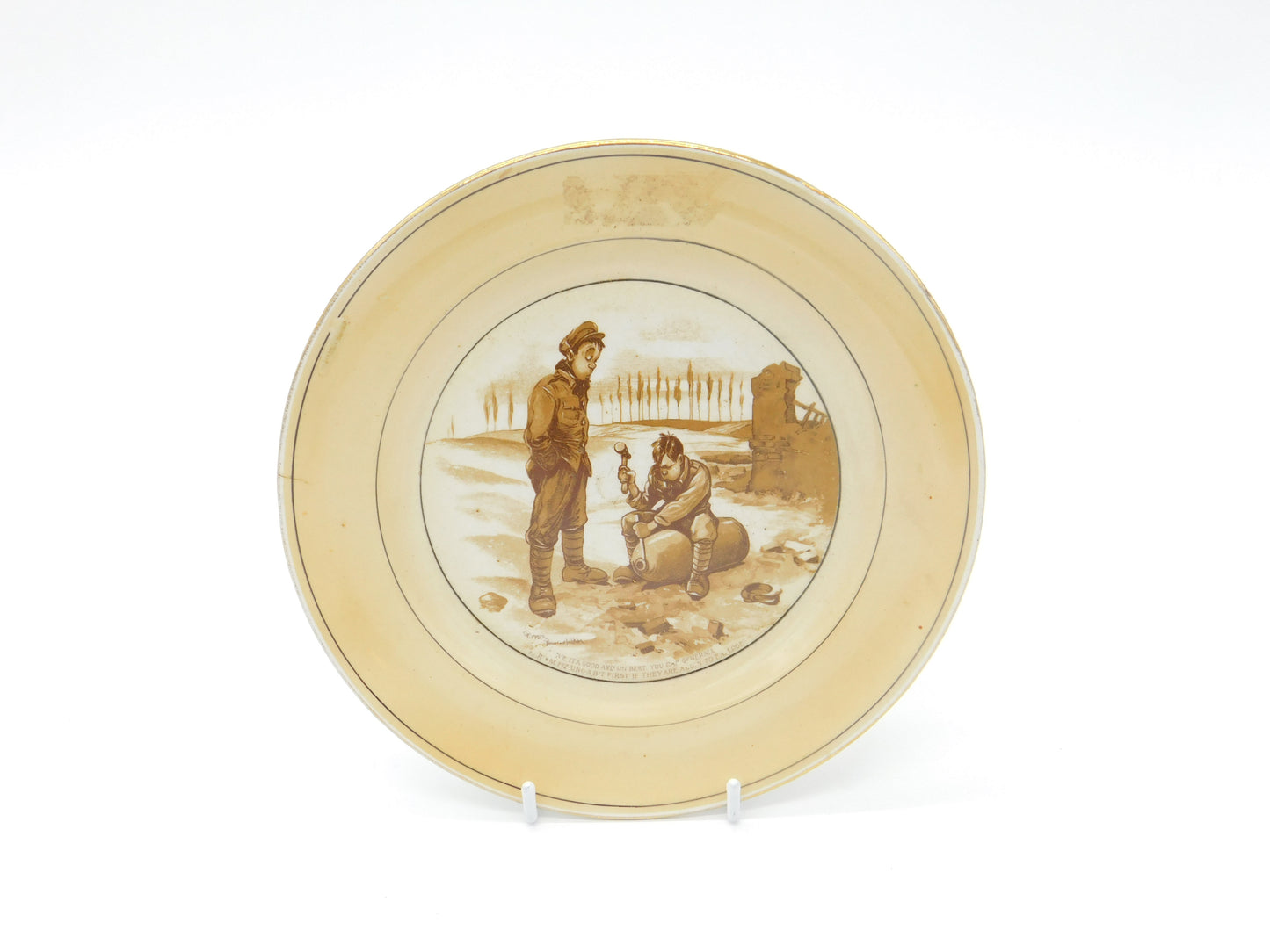 Grimwades WW1 Bairnsfather Old Bill Novelty Plate Antique 1917 Staffordshire