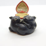 Japanese Meiji Bronze Scholars Scroll Weight Twin Cats Antique Victorian c1850