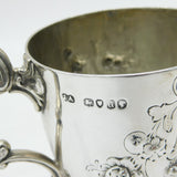 Victorian Sterling Silver Floral Christening Mug Tankard 1859 Antique London
