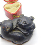 Japanese Meiji Bronze Scholars Scroll Weight Twin Cats Antique Victorian c1850