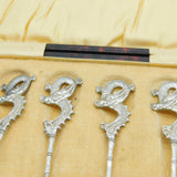 Boxed Set of Chinese Sterling Silver Dragon Form Teaspoons Antique c1910