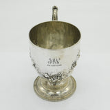 Victorian Sterling Silver Floral Christening Mug Tankard 1859 Antique London