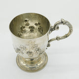 Victorian Sterling Silver Floral Christening Mug Tankard 1859 Antique London