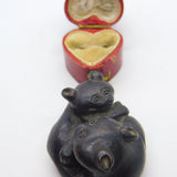 Japanese Meiji Bronze Scholars Scroll Weight Twin Cats Antique Victorian c1850