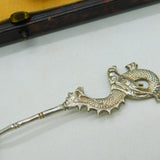 Boxed Set of Chinese Sterling Silver Dragon Form Teaspoons Antique c1910