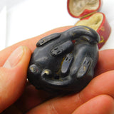 Japanese Meiji Bronze Scholars Scroll Weight Twin Cats Antique Victorian c1850