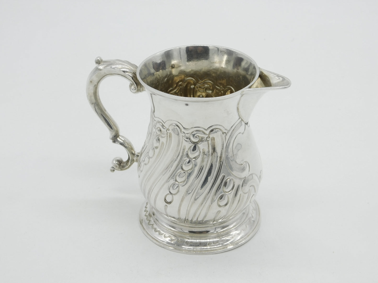 Georgian Sterling Silver Floral Pattern Spouted Tankard 1761 London Antique