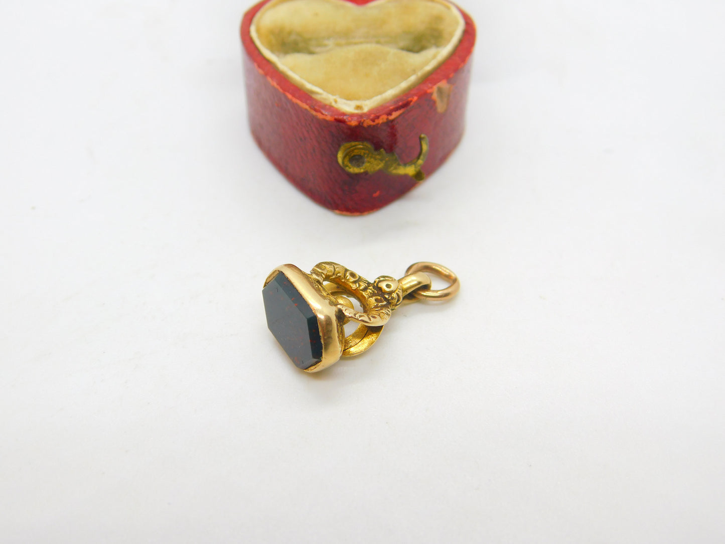 Victorian Small 15ct Yellow Gold & Bloodstone Set Fob Seal Antique c1880