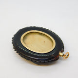 Victorian 9ct Gold Carved Whitby Jet Mourning Locket Pendant Antique c1860