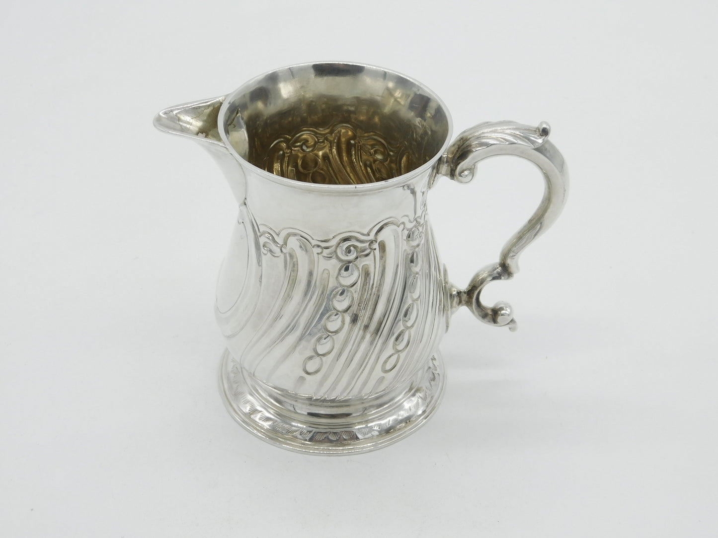 Georgian Sterling Silver Floral Pattern Spouted Tankard 1761 London Antique