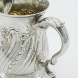 Georgian Sterling Silver Floral Pattern Spouted Tankard 1761 London Antique