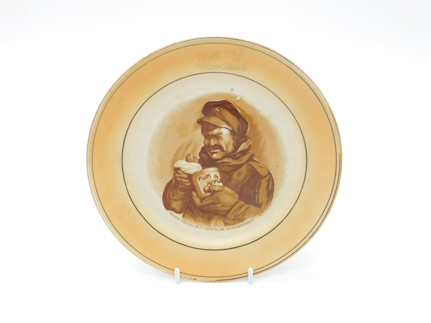 Grimwades WW1 Bairnsfather Old Bill Novelty Plate Antique 1917 Staffordshire