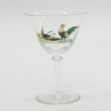 Georgian Polychrome Painted Glass Cock Fighting Interest Wine Glass Antique