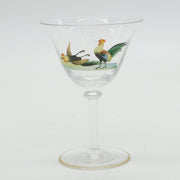 Georgian Polychrome Painted Glass Cock Fighting Interest Wine Glass Antique