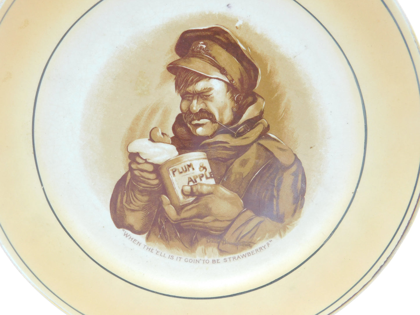 Grimwades WW1 Bairnsfather Old Bill Novelty Plate Antique 1917 Staffordshire