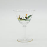 Georgian Polychrome Painted Glass Cock Fighting Interest Wine Glass Antique